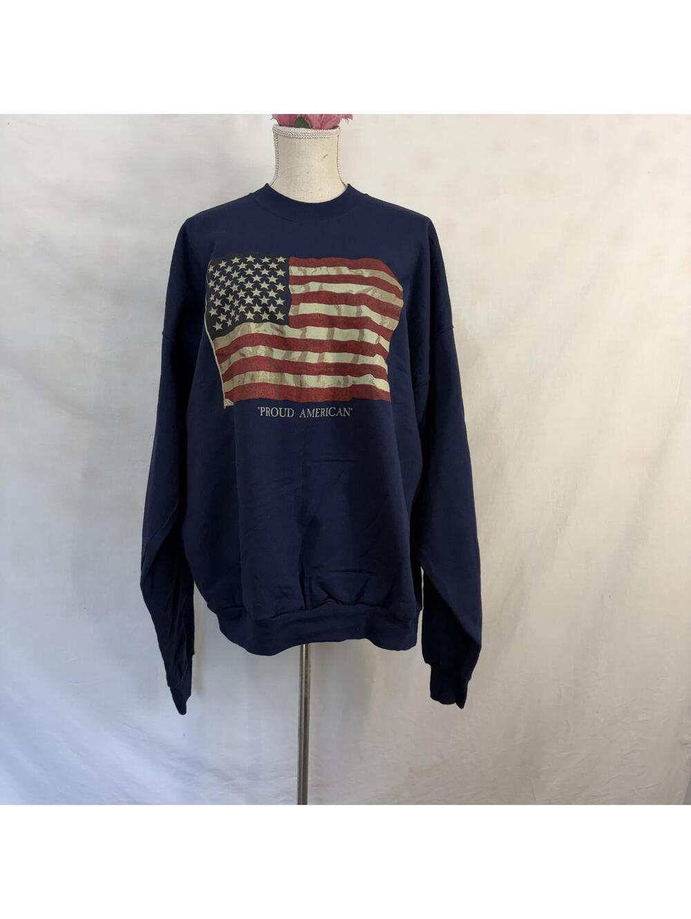 Patriotic Proud American crewneck sweatshirt sz XXL vintage 90s - Picture 1 of 4